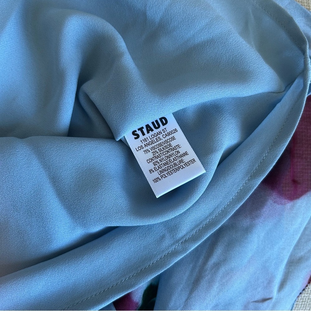 STAUD Cassie Maxi Dress Gown Farmers Market Slate Blue Strapless Cocktail Sz6/8 - Picture 10 of 11